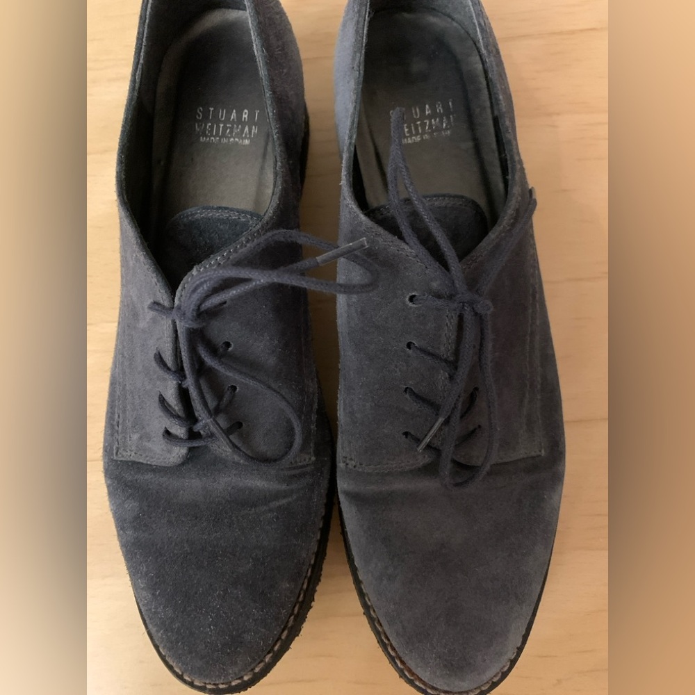 Stuart Weitzman - Women’s Suede Oxford Shoes (blue-size 6.5)